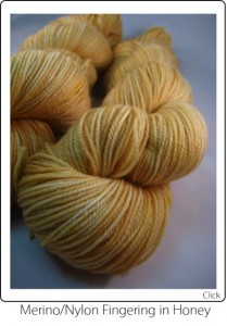 SpaceCadet Creations Merino and Nylon Fingering weight knitting or crocheting yarn in Honey