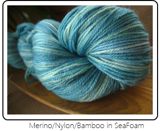 SpaceCadet Creations fingering yarn in Merino/Nylon/Bamboo in SeaFoam, for knitters and crocheters