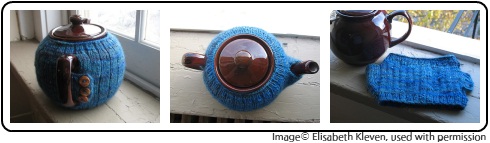 Knitting pattern for a tea cosy, perfect for yarn from SpaceCadet Creations