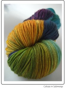SpaceCadet Creations Celeste fingering weight yarn for knitting and crochet, in Submerge