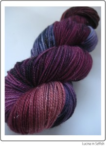 SpaceCadet Creations Lucina Fingering Weight Yarn with Sparkles for knitting or crochet in "Selfish"