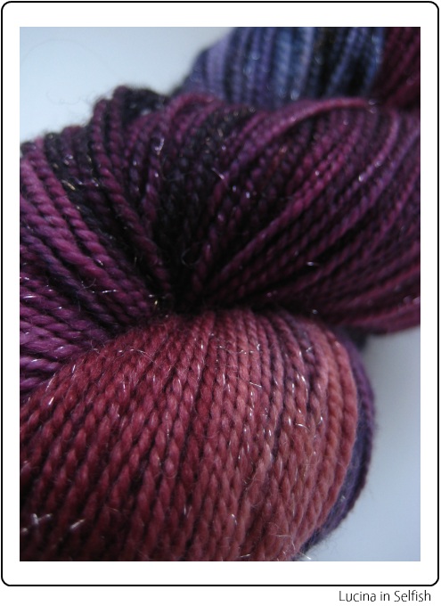 SpaceCadet Creations Lucina Fingering Weight Yarn with Sparkles for knitting or crochet in "Selfish"