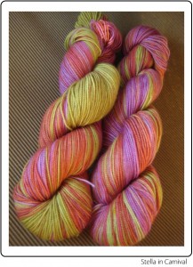 SpaceCadet Creations Stella fingering weight yarn for knitting and crochet, in Carnival