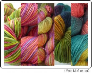A Wild Mix of SpaceCadet fingering weight yarns for knitting and crochet