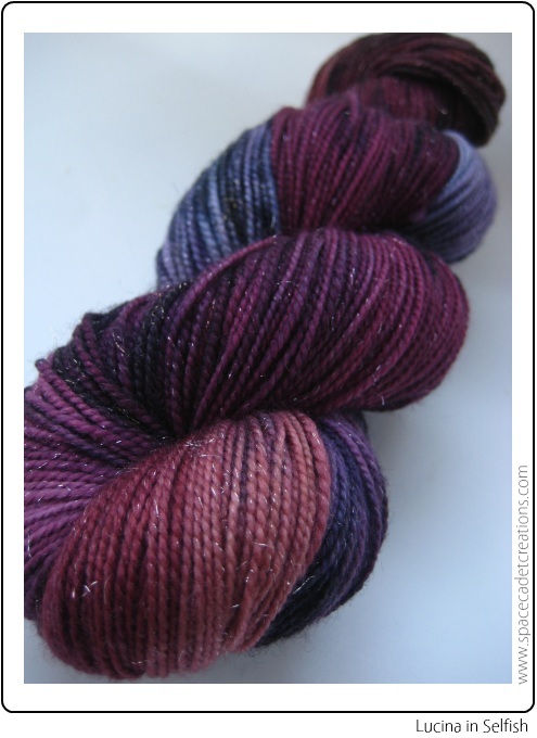 SpaceCadet Creations yarn for knitting and crochet, in the Selfish colourway