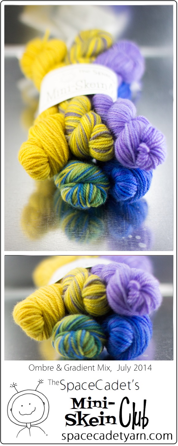 The SpaceCadet's Mini-Skein Club, Ombre & Gradient Mix, July 2014