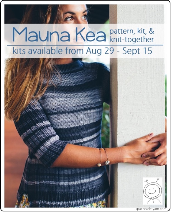 Mauna Kea by Mel of the With Mel podcast, knit in SpaceCadet Lyra yarn