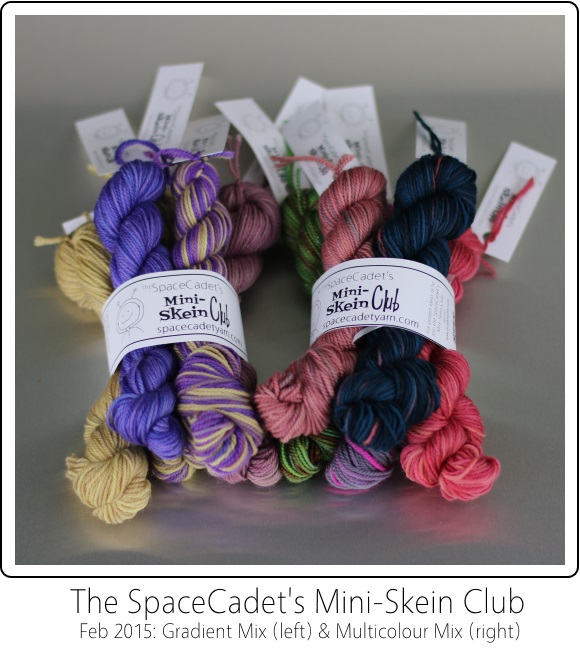 The SpaceCadet's Mini-Skein Club colourways for Feb2015